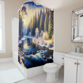 Winter River bij zonsopgang Douchegordijn (In situ)