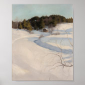 Winter River Nordic Cabin Poster (Voorkant)