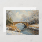 Winter River with Vintage Bridge Landscape  Briefkaart (Voorkant / Achterkant)