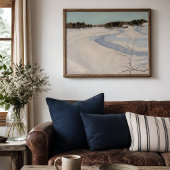 Winter Rivier Cabine Landschap Poster