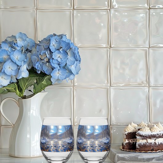 Winter Rivier Helder Zon Drinkset Wijnglas Zonder Voet