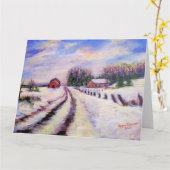 Winter Road Origineel landschap Art Wenskaart Kaart (Gele Bloem)