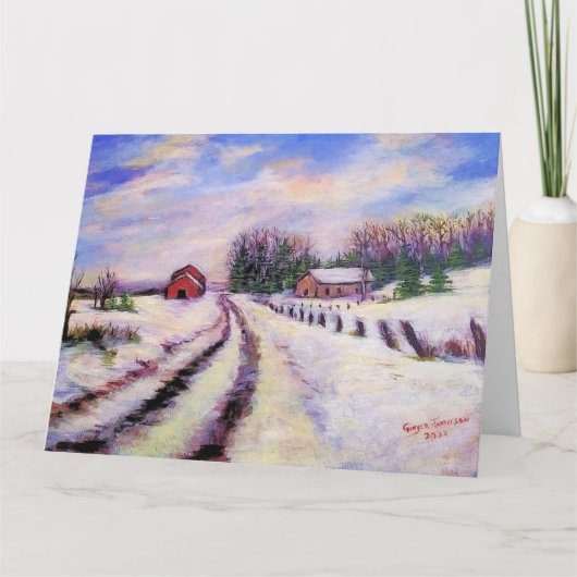 Winter Road Origineel landschap Art Wenskaart Kaart (Voorkant)