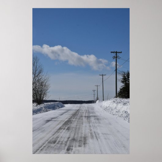 Winter Road Scenery QC, Canada Poster (Voorkant)