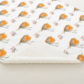 Winter Robin Bird Pattern Waterverf Kerstmis Sherpa Deken (3/4)
