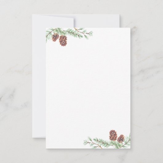 Winter Robin en Pine Wreath Calligrafie Bedankkaart (Achterkant)