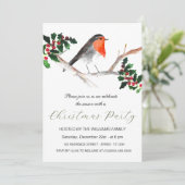 Winter Robin Holly Kerstfeest Waterverf Feestdagenkaart (Staand voorkant)