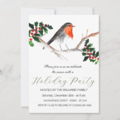 Winter Robin Hulst Feestelijke Feest Watercolor Feestdagenkaart (Voorkant)