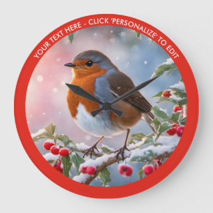 Winter Robin in sneeuw aangepaste tekst Kerstmis Grote Klok