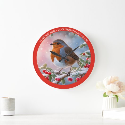 Winter Robin in sneeuw aangepaste tekst Kerstmis Grote Klok (Huis)