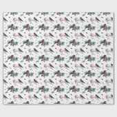 Winter Robin kerstpatroonpapier Cadeaupapier (Vlak)