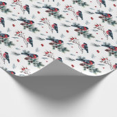 Winter Robin kerstpatroonpapier Cadeaupapier (Hoek)