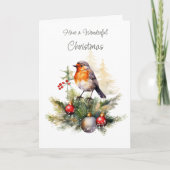 Winter Robin Pine Christmas Card Kaart (Voorkant)