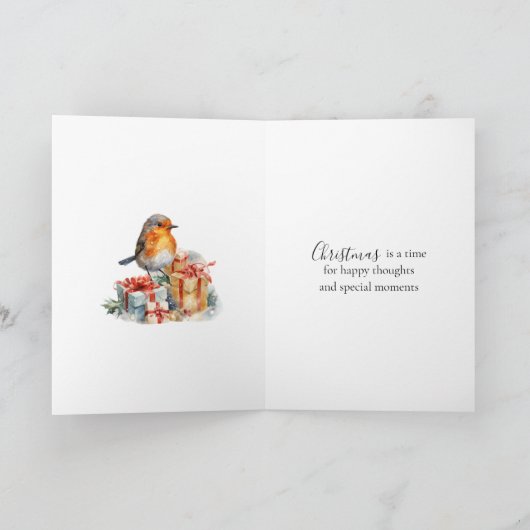 Winter Robin Pine Christmas Card Kaart (Binnen)