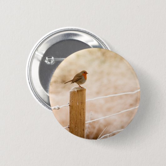 Winter Robin Redbormam Ronde Button 5,7 Cm (Voorkant /achterkant)