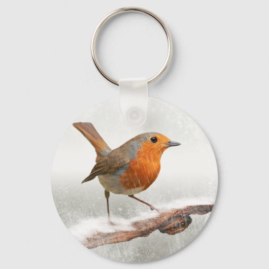 Winter Robin Redbormam Sleutelhanger (Voorkant)