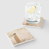 Winter Robin Redbormam Stenen Onderzetter (Zijkant)