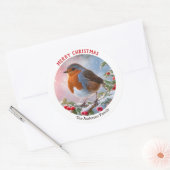 Winter Robin Redbreast Feestelijk Vrolijk Kerstfee Ronde Sticker (Envelop)