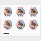 Winter Robin Redbreast Feestelijk Vrolijk Kerstfee Ronde Sticker (Vel)