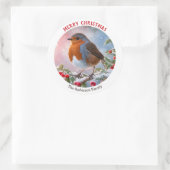 Winter Robin Redbreast Feestelijk Vrolijk Kerstfee Ronde Sticker (Tas)