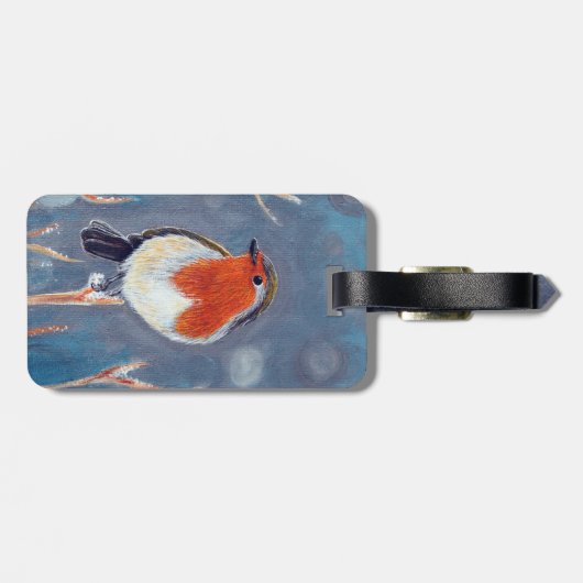 Winter Robin Schilderen Bagagelabel (Achterkant horizontaal)