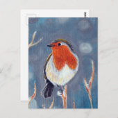 Winter Robin Schilderen Briefkaart (Voorkant / Achterkant)