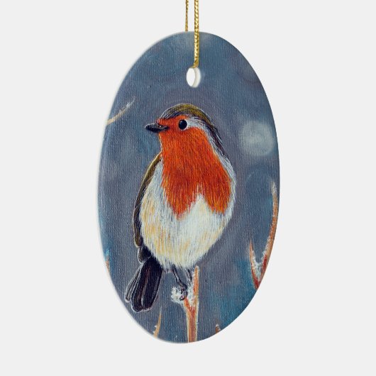 Winter Robin Schilderen Keramisch Ornament (Rechts)