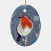 Winter Robin Schilderen Keramisch Ornament (Voorkant)