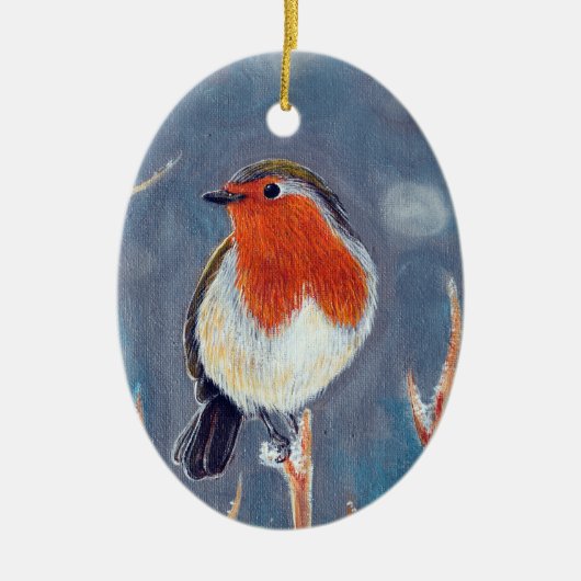 Winter Robin Schilderen Keramisch Ornament (Voorkant)