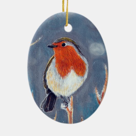 Winter Robin Schilderen Keramisch Ornament (Achterkant)