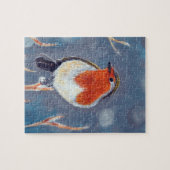 Winter Robin Schilderen Legpuzzel (Horizontaal)