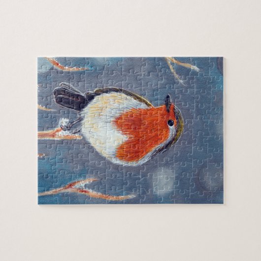 Winter Robin Schilderen Legpuzzel (Horizontaal)