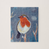 Winter Robin Schilderen Legpuzzel (Verticaal)