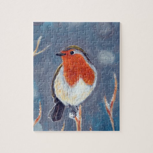 Winter Robin Schilderen Legpuzzel (Verticaal)