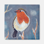 Winter Robin Schilderen Magneet (Voorkant)