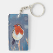 Winter Robin Schilderen Sleutelhanger (achterkant)