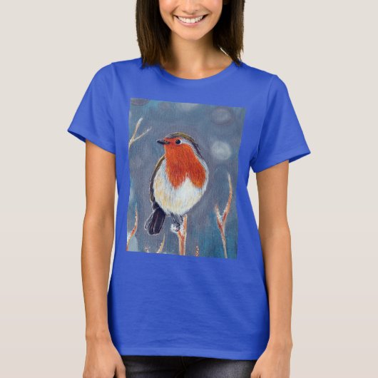 Winter Robin Schilderen T-shirt (Voorkant)