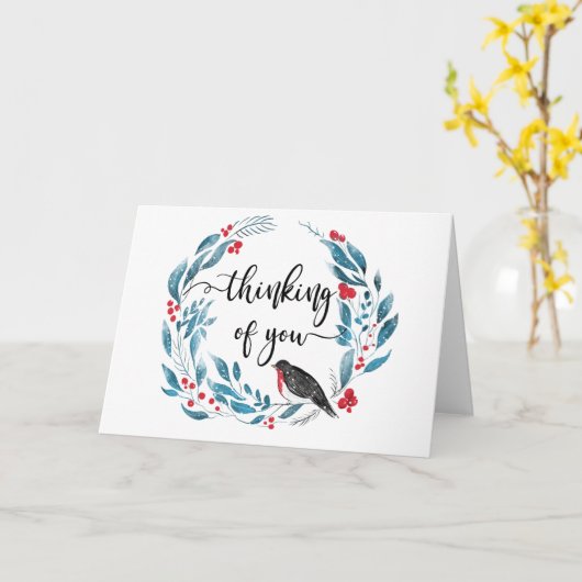 Winter Robin Sympathy Card condoleanceverlies Kaart (Gele Bloem)