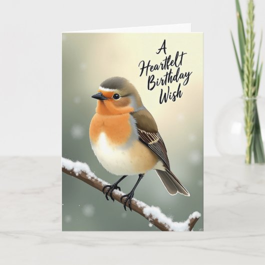 Winter Robin Verjaardagskaart Kaart (Voorkant)