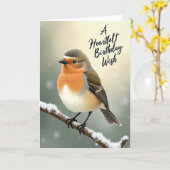Winter Robin Verjaardagskaart Kaart (Gele Bloem)