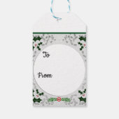 Winter Robin Witte Kerstmis | Holly Rond Lijst Cadeaulabel (Achterkant)