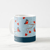 Winter Robins on Tree Branches Cute Bird Pattern Koffiemok (Voorkant links)