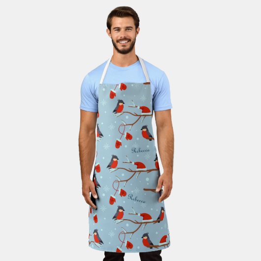 Winter Robins on Tree Branches Cute Bird Pattern Schort (Gedragen)