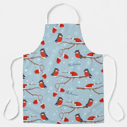 Winter Robins on Tree Branches Cute Bird Pattern Schort (Voorkant)