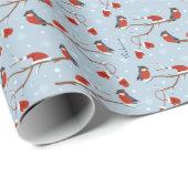 Winter Robins op boomtak Cute Bird Kerstmis Cadeaupapier (Rol Hoek)