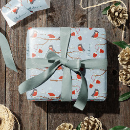 Winter Robins op boomtak Cute Bird Kerstmis Cadeaupapier
