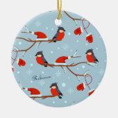 Winter Robins op boomtak Cute Bird Kerstmis Keramisch Ornament (Voorkant)