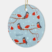 Winter Robins op boomtak Cute Bird Kerstmis Keramisch Ornament (Links)