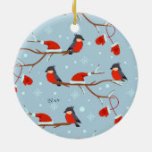 Winter Robins op boomtak Cute Bird Kerstmis Keramisch Ornament (Achterkant)