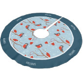 Winter Robins op Tree Cute Bird Kerstblauw Kerstboom Rok (Gekanteld)